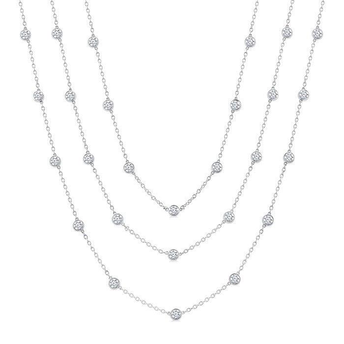 10 Ctw Round Cut Diamond 60-Inch Long Station Necklace in Platinum