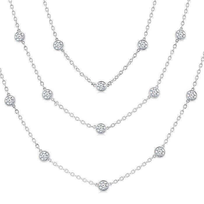 10 Ctw Round Cut Diamond 60-Inch Long Station Necklace in Platinum