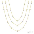 10 Ctw Bezel Set Round Cut Diamond 60-Inch Long Station Necklace in 14K Yellow Gold