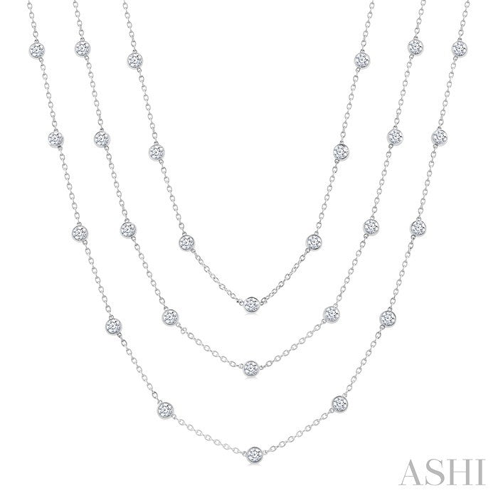 10 Ctw Round Cut Diamond 60-Inch Long Station Necklace in Platinum