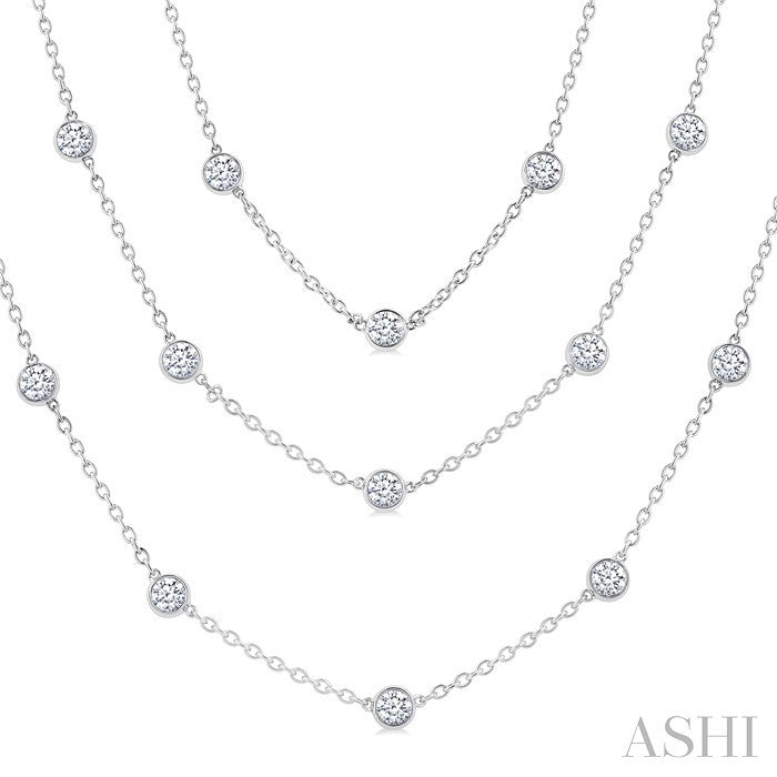 10 Ctw Round Cut Diamond 60-Inch Long Station Necklace in Platinum