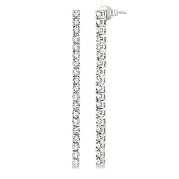 2 Ctw Single Line Drop Round Cut Diamond Tennis Earrings in 14K White Gold
