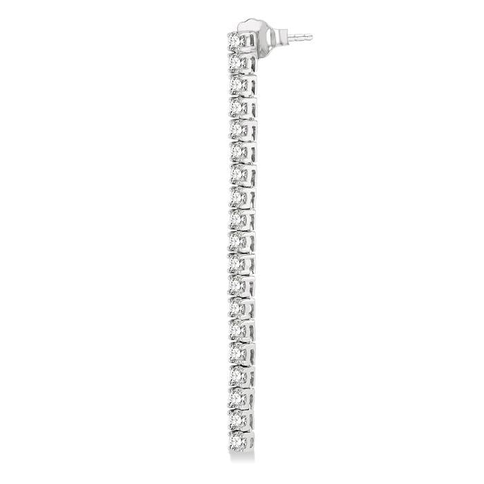 2 Ctw Single Line Drop Round Cut Diamond Tennis Earrings in 14K White Gold