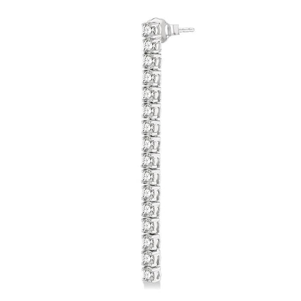 3 Ctw Single Line Drop Round Cut Diamond Tennis Earrings in 14K White Gold