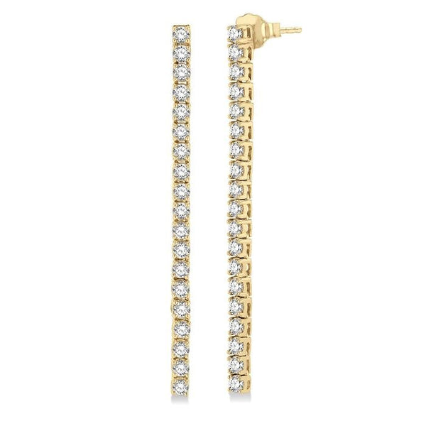 2 Ctw Single Line Drop Round Cut Diamond Tennis Earrings in 14K Yellow Gold