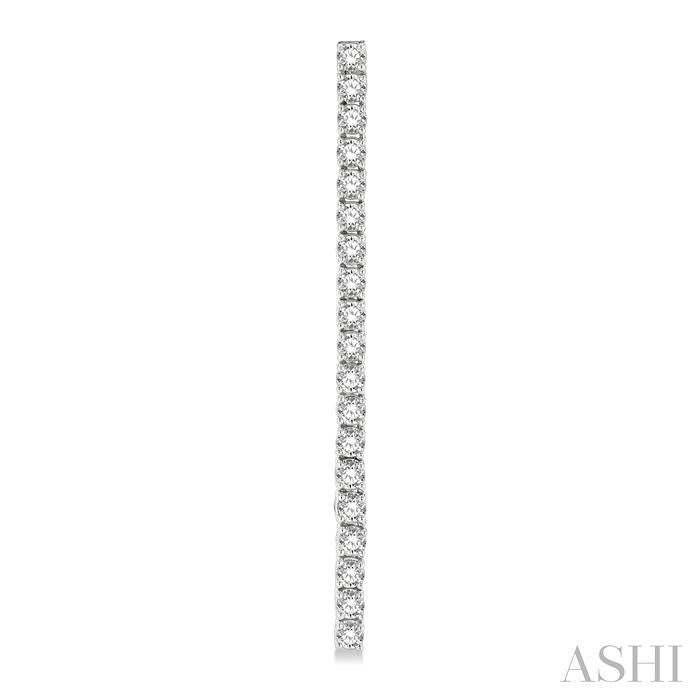 2 Ctw Single Line Drop Round Cut Diamond Tennis Earrings in 14K White Gold