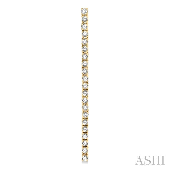 1 1/2 Ctw Single Line Drop Round Cut Diamond Tennis Earrings in 14K Yellow Gold
