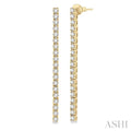 2 Ctw Single Line Drop Round Cut Diamond Tennis Earrings in 14K Yellow Gold