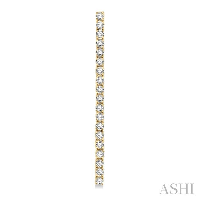 2 Ctw Single Line Drop Round Cut Diamond Tennis Earrings in 14K Yellow Gold