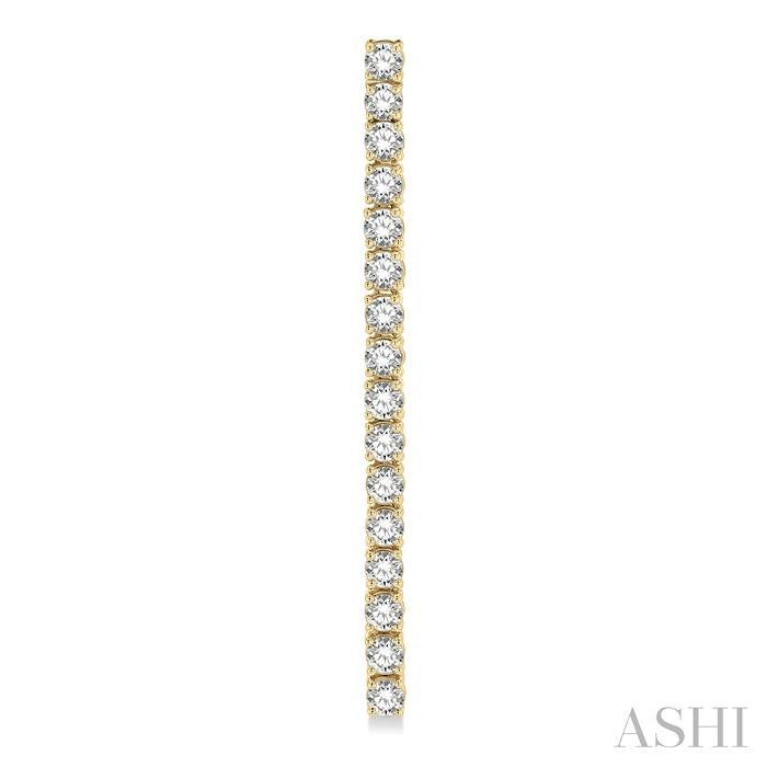 3 Ctw Single Line Drop Round Cut Diamond Tennis Earrings in 14K Yellow Gold
