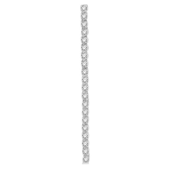 1 Ctw Single Line Drop Round Cut Diamond Tennis Earrings in 14K White Gold
