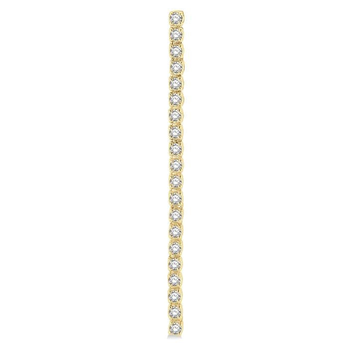1 Ctw Single Line Drop Round Cut Diamond Tennis Earrings in 14K Yellow Gold