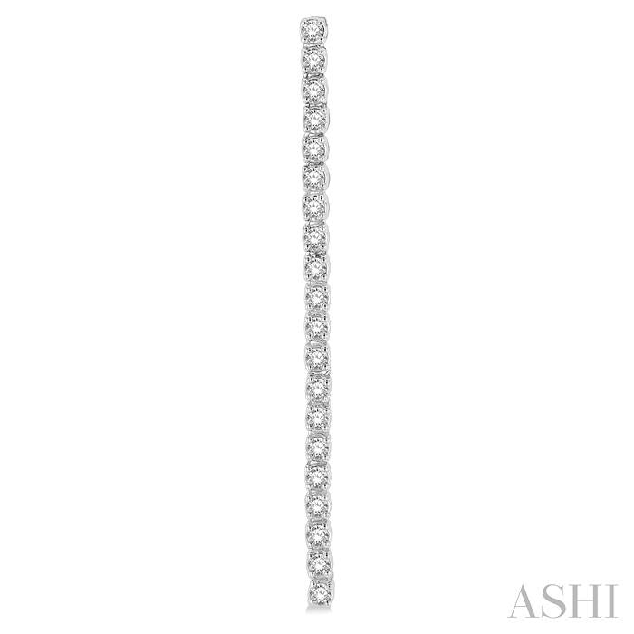 1 Ctw Single Line Drop Round Cut Diamond Tennis Earrings in 14K White Gold