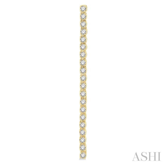 1 Ctw Single Line Drop Round Cut Diamond Tennis Earrings in 14K Yellow Gold