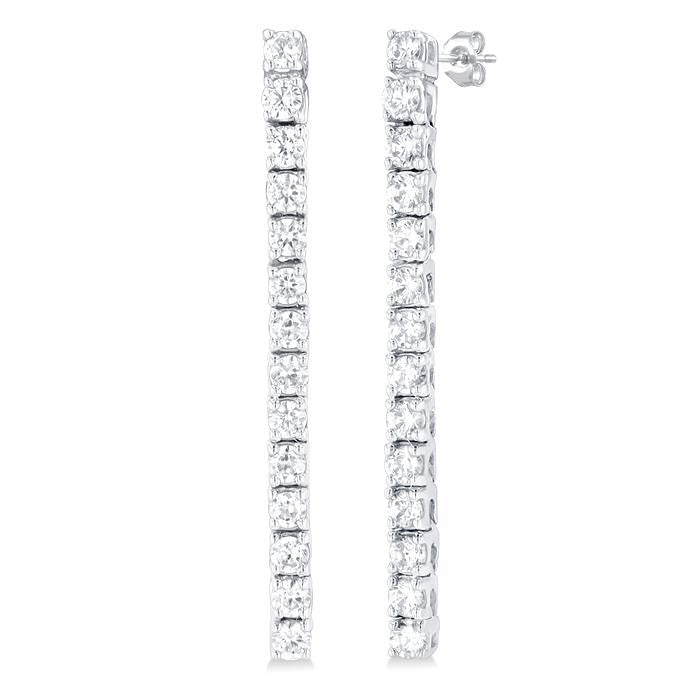 1/2 Ctw Single Line Drop Round Cut Diamond Tennis Earrings in 14K White Gold