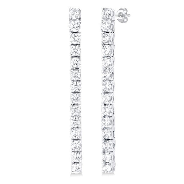 1/2 Ctw Single Line Drop Round Cut Diamond Tennis Earrings in 14K White Gold