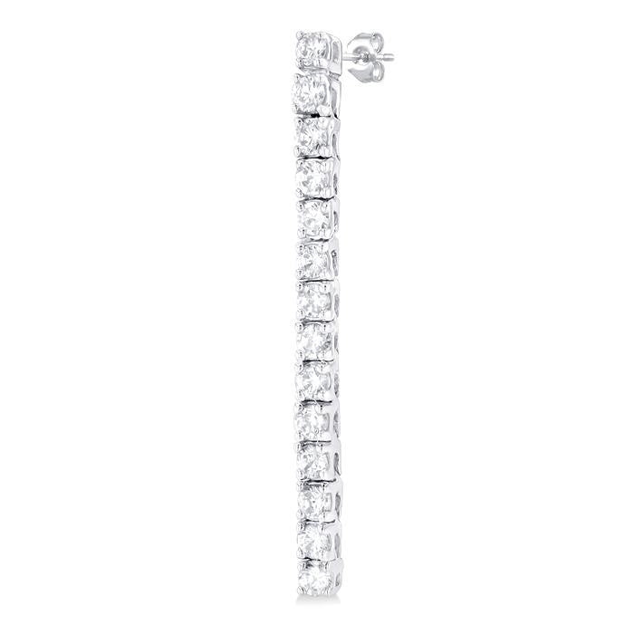 1/2 Ctw Single Line Drop Round Cut Diamond Tennis Earrings in 14K White Gold