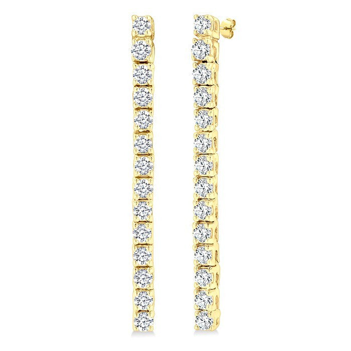 1/2 Ctw Single Line Drop Round Cut Diamond Tennis Earrings in 14K Yellow Gold