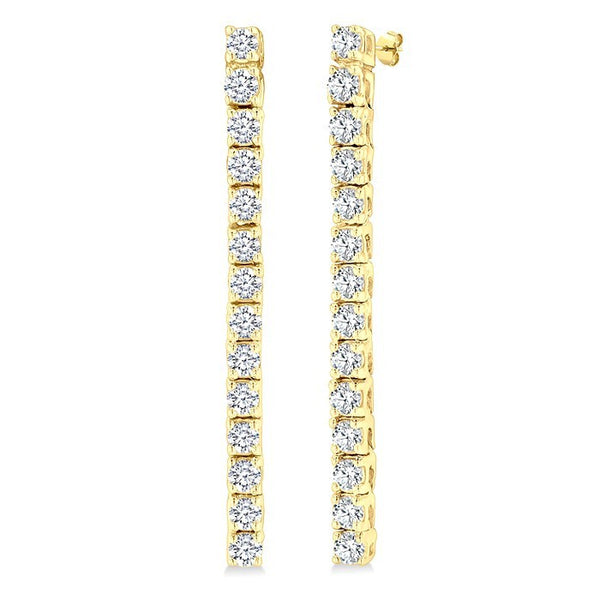 1/2 Ctw Single Line Drop Round Cut Diamond Tennis Earrings in 14K Yellow Gold