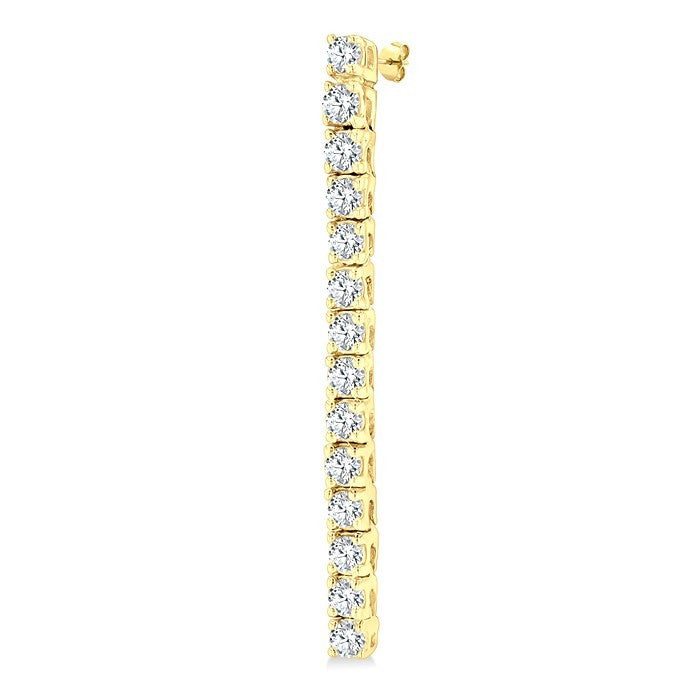 1/2 Ctw Single Line Drop Round Cut Diamond Tennis Earrings in 14K Yellow Gold