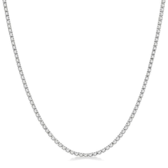 3 Ctw Round Cut Diamond Tennis Necklace in 14K White Gold