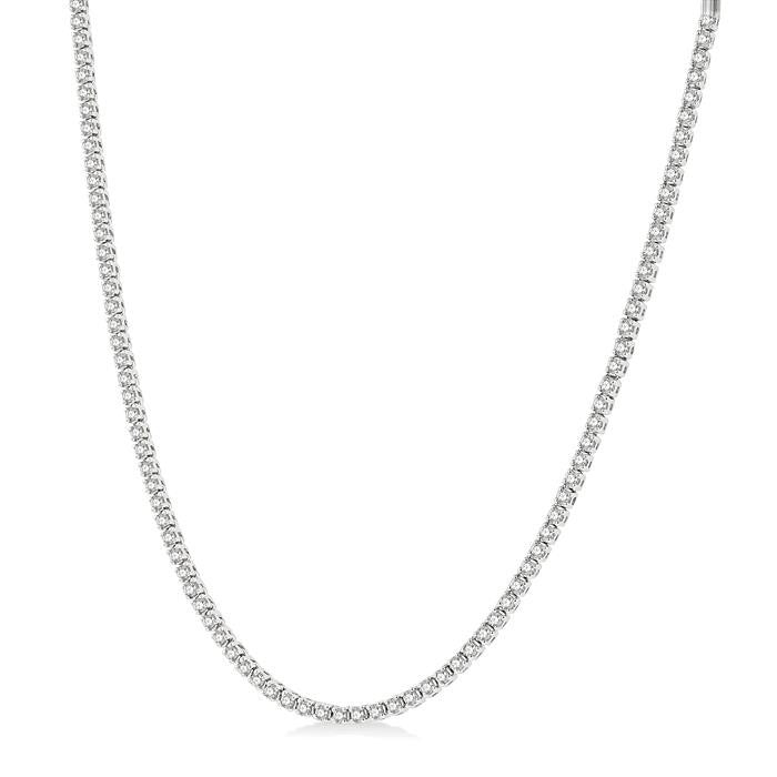 3 Ctw Round Cut Diamond Tennis Necklace in 14K White Gold
