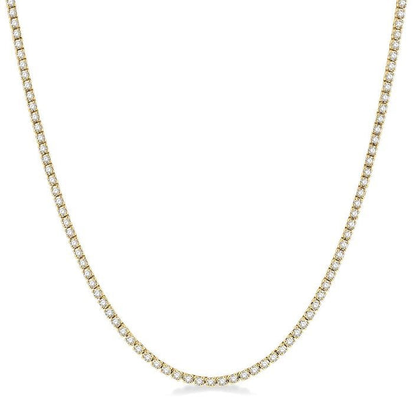 3 Ctw Round Cut Diamond Tennis Necklace in 14K Yellow Gold