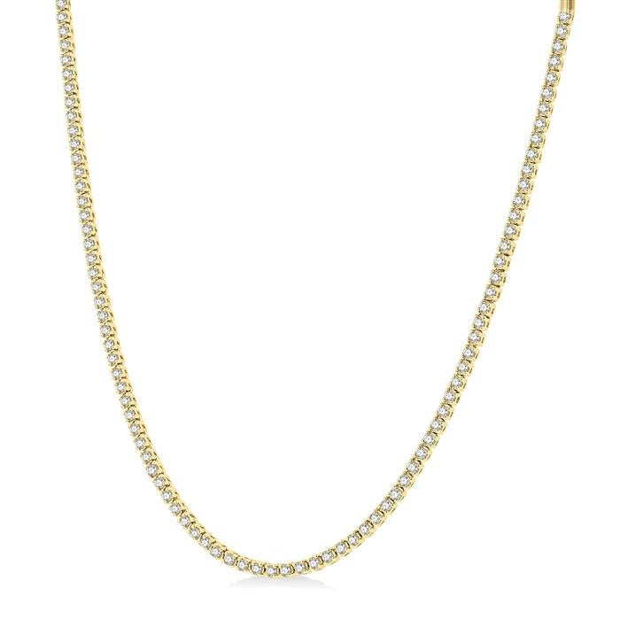 3 Ctw Round Cut Diamond Tennis Necklace in 14K Yellow Gold