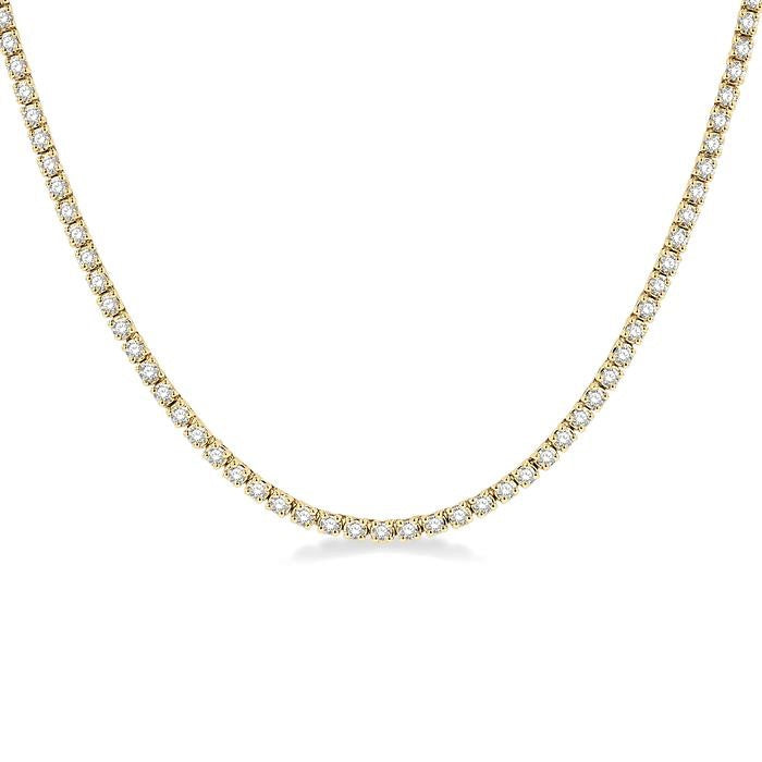 3 Ctw Round Cut Diamond Tennis Necklace in 14K Yellow Gold