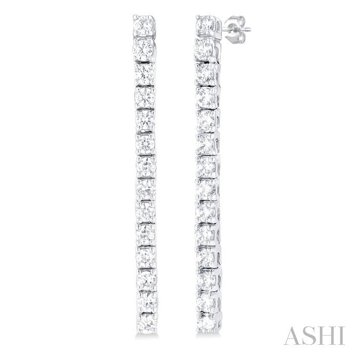 1/2 Ctw Single Line Drop Round Cut Diamond Tennis Earrings in 14K White Gold