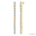 1/2 Ctw Single Line Drop Round Cut Diamond Tennis Earrings in 14K Yellow Gold