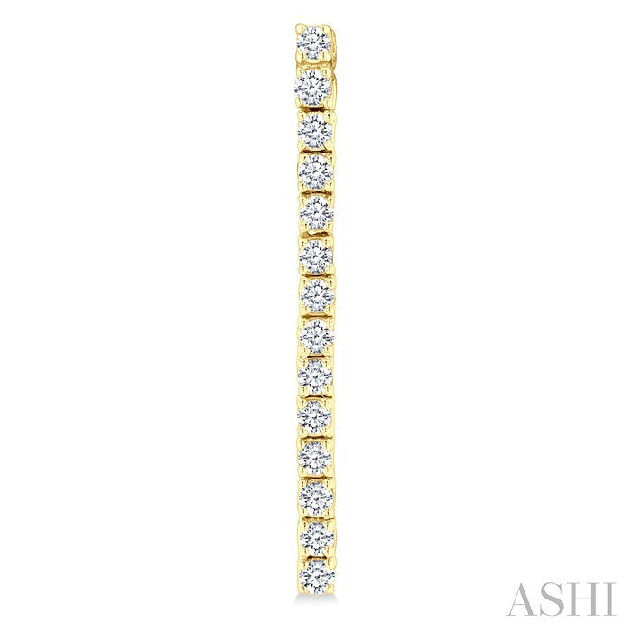 1/2 Ctw Single Line Drop Round Cut Diamond Tennis Earrings in 14K Yellow Gold