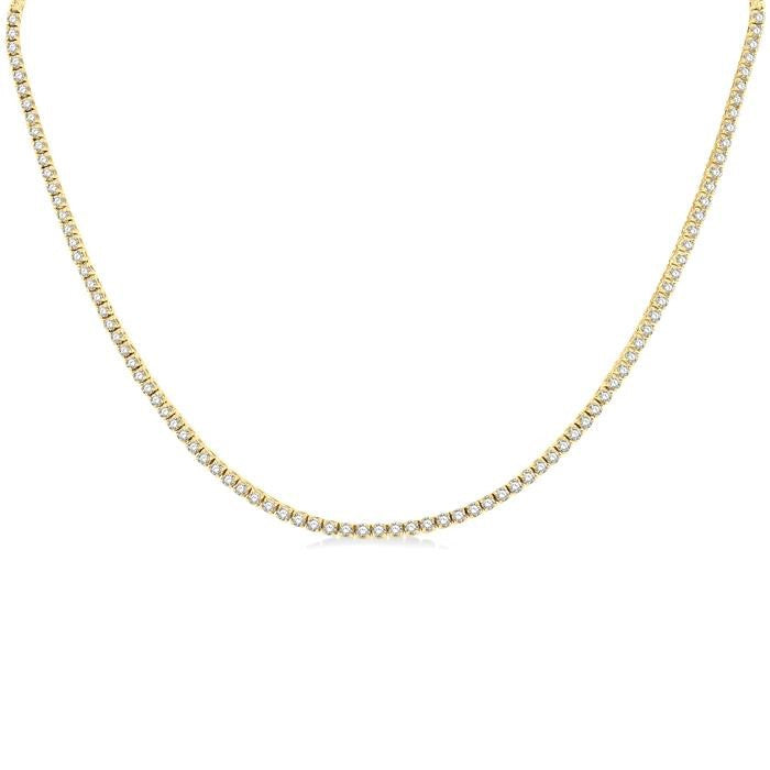 7 Ctw Round Cut Diamond Tennis Necklace in 14K Yellow Gold