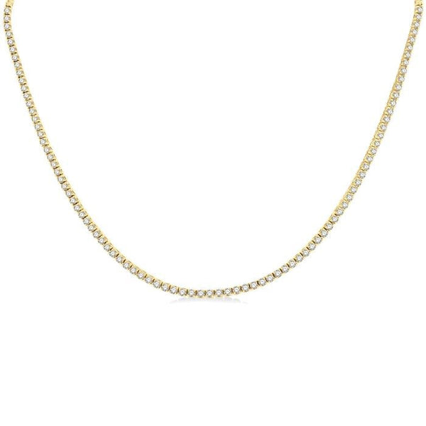 7 Ctw Round Cut Diamond Tennis Necklace in 14K Yellow Gold