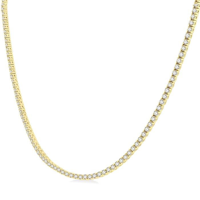 7 Ctw Round Cut Diamond Tennis Necklace in 14K Yellow Gold