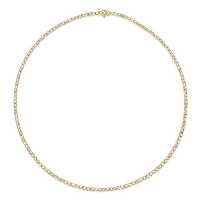 7 Ctw Round Cut Diamond Tennis Necklace in 14K Yellow Gold