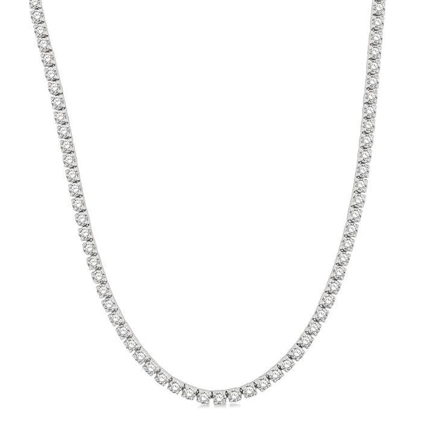 10 Ctw Round Cut Diamond Tennis Necklace in 14K White Gold