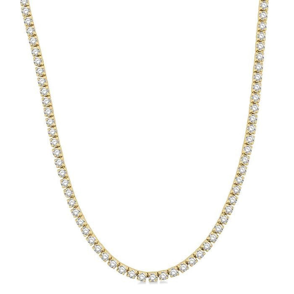 10 Ctw Round Cut Diamond Tennis Necklace in 14K Yellow Gold