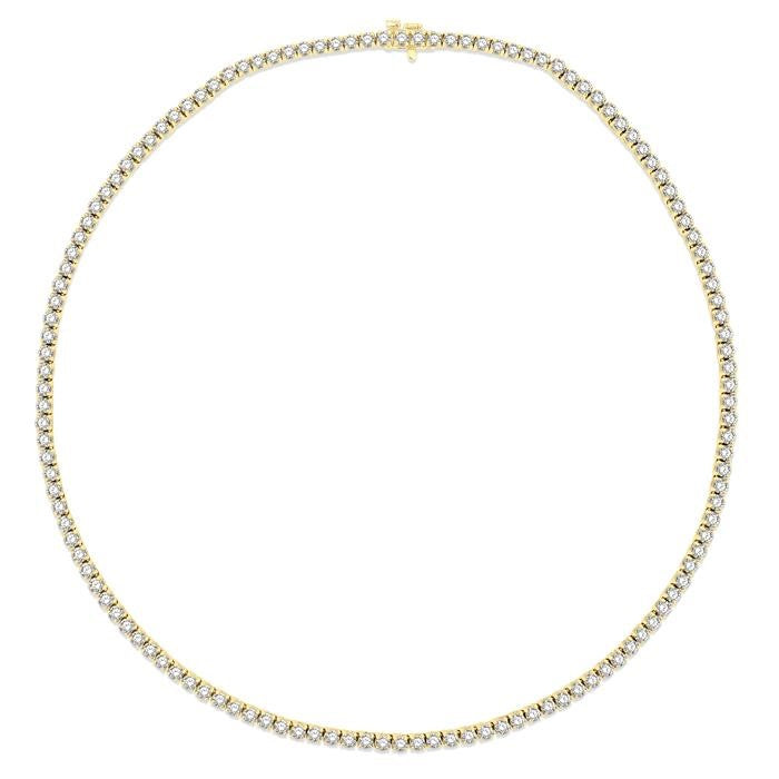 10 Ctw Round Cut Diamond Tennis Necklace in 14K Yellow Gold