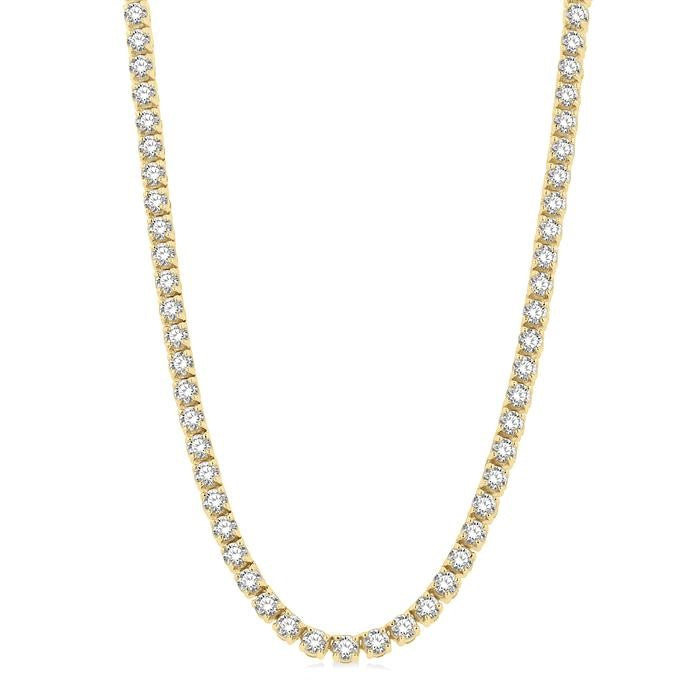 15 Ctw Round Cut Diamond Tennis Necklace in 14K Yellow Gold