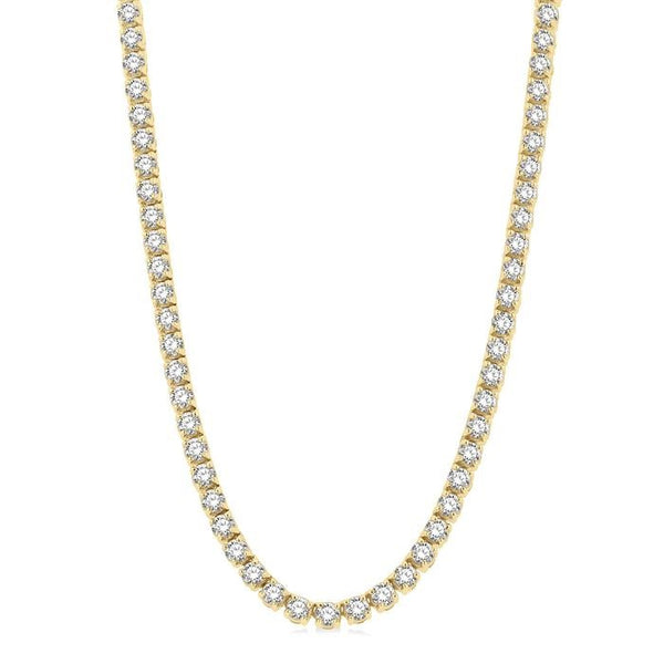 15 Ctw Round Cut Diamond Tennis Necklace in 14K Yellow Gold