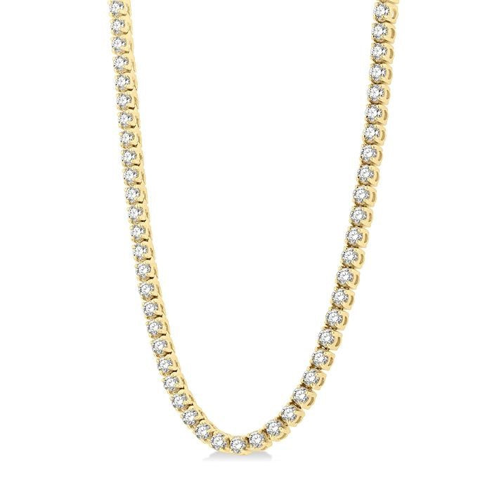 15 Ctw Round Cut Diamond Tennis Necklace in 14K Yellow Gold