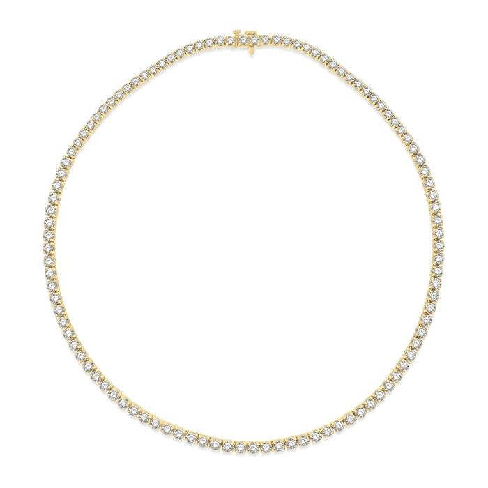 15 Ctw Round Cut Diamond Tennis Necklace in 14K Yellow Gold
