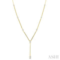 1 1/5 Ctw Bezel Set Marquise and Pear Cut Diamond Bar Necklace in 14K Yellow Gold