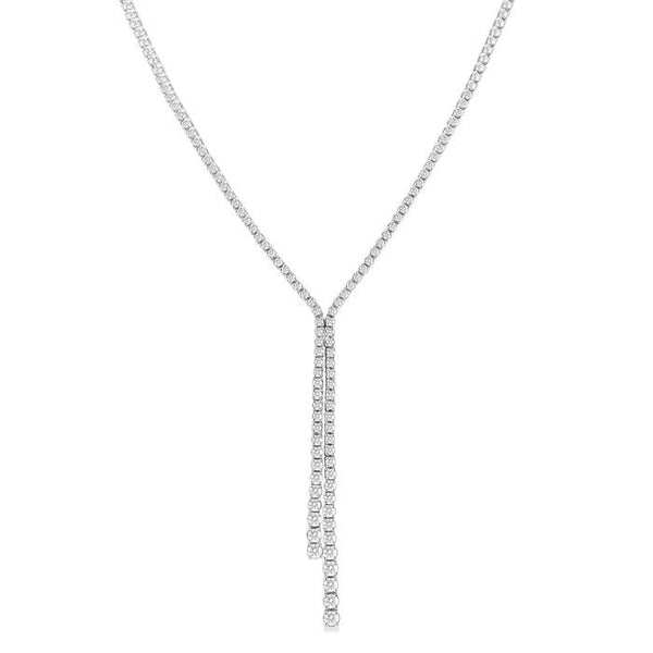 3 Ctw Open-End Y-Shape Round Cut Diamond Lariat Necklace in 14K White Gold
