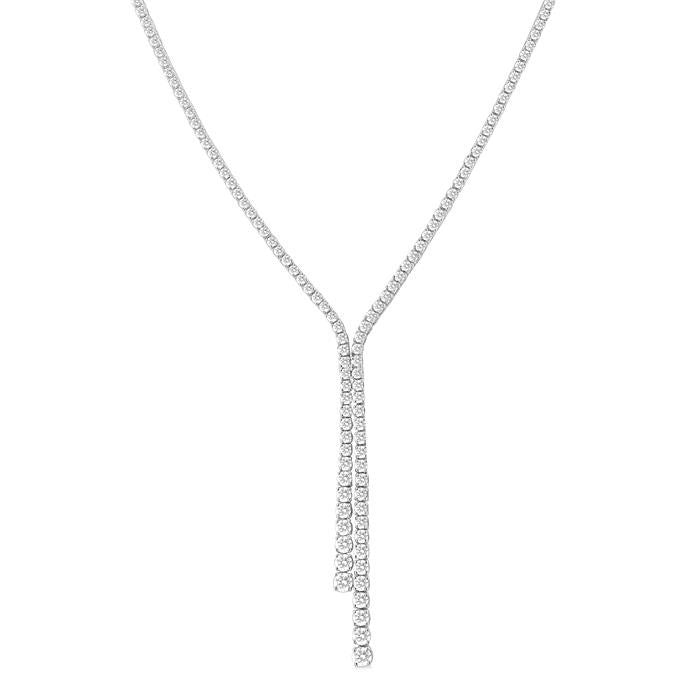 5 Ctw Open-End Y-Shape Round Cut Diamond Lariat Necklace in 14K White Gold