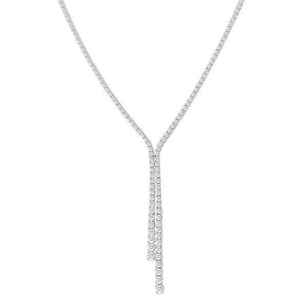 5 Ctw Open-End Y-Shape Round Cut Diamond Lariat Necklace in 14K White Gold