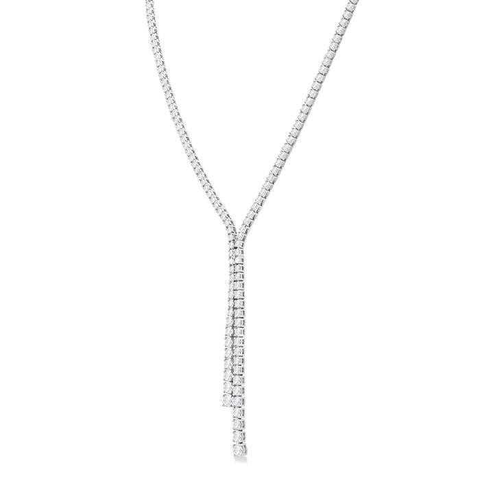 5 Ctw Open-End Y-Shape Round Cut Diamond Lariat Necklace in 14K White Gold