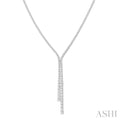 5 Ctw Open-End Y-Shape Round Cut Diamond Lariat Necklace in 14K White Gold