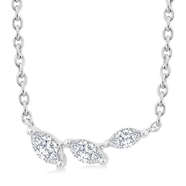 1/6 Ctw Graduated Marquise Cut Diamond Fashion Necklace in 14K White Gold